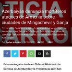Çilinin xəbər agentliyi Ermənistan silahlı qüvvələrinin Mingəçevir və Gəncəyə raket hücumlarından yazır